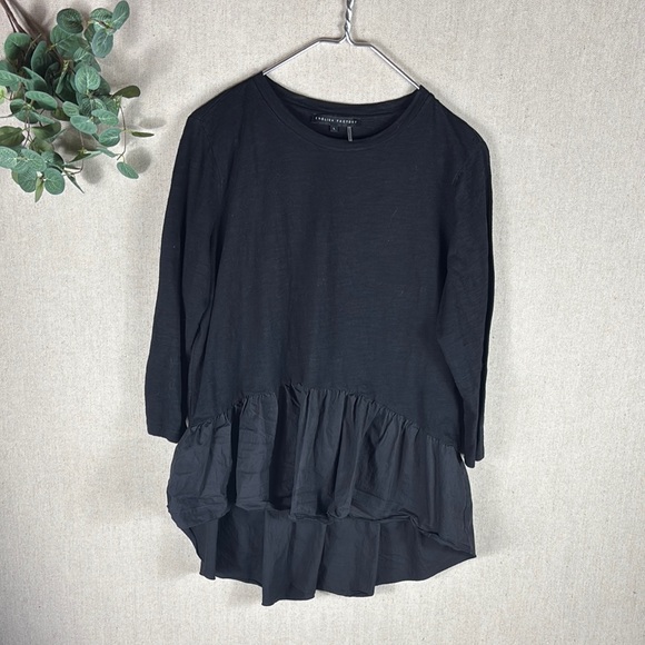 English Factory > Mixed Media Black Long Sleeve Top Large - Picture 1 of 7